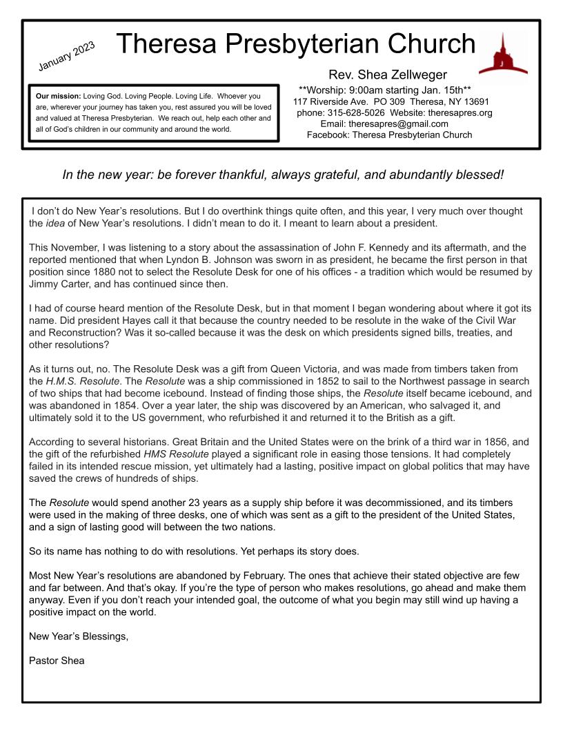 January 2023 Newsletter Page 1